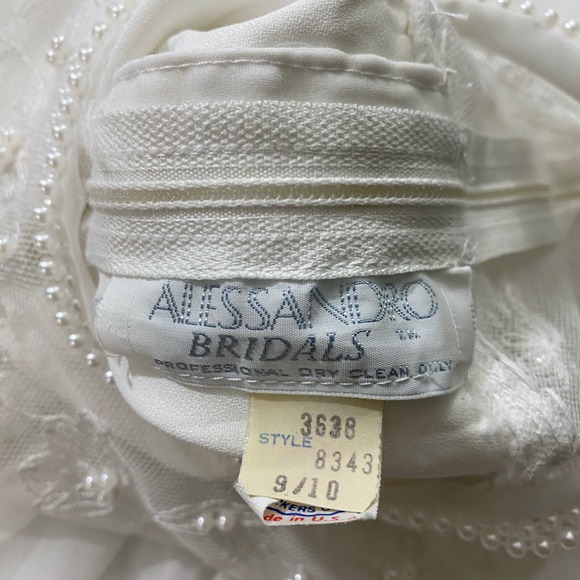 Alessandro Bridals Vtg 60s Union Wedding‎ Dress Beaded Lace Boho Hippie Chiffon - Picture 16 of 16